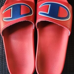 Champion Red and Blue Slide Sandals
